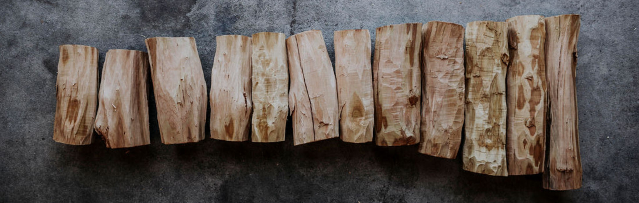 Sandalwood logs lined up